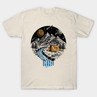 camping mountain night illustration T-Shirt